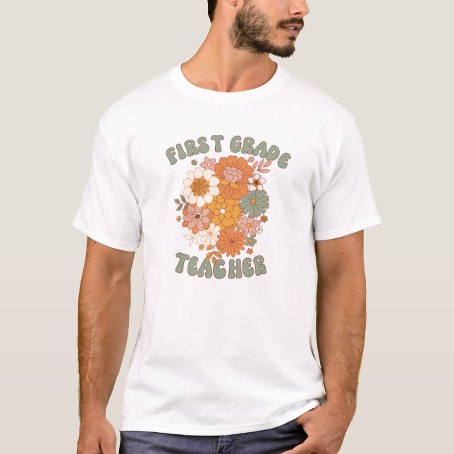 Camiseta Profesor de primer grado de Retro Groovy (Anverso)