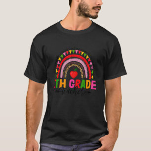 Camiseta Profesor De Quinto Grado De Arcoiris Leopardo Retr