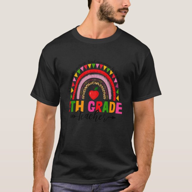 Camiseta Profesor De Quinto Grado De Arcoiris Leopardo Retr (Anverso)