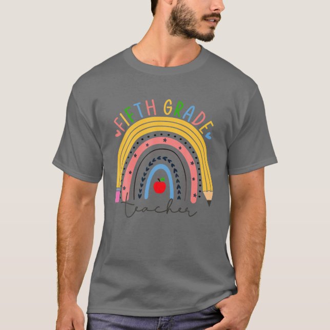 Camiseta Profesor De Quinto Grado Grado Gracioso Boho Arcoi (Anverso)