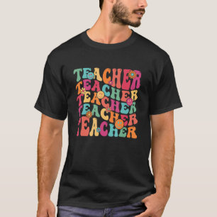 Camiseta Profesor de Retro Groovy Inspirador feliz de volve