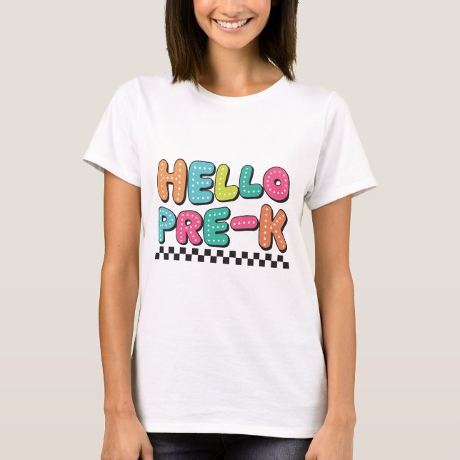 Camiseta Profesor de Retro Hello Pre-K (Anverso)