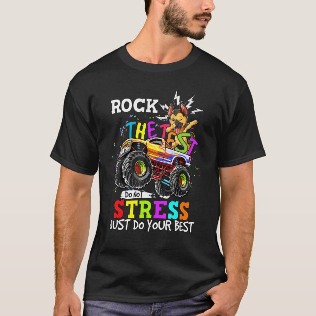 Camiseta Profesor de Rock The Test Pastor Alemán Dabbing Mo (Anverso)