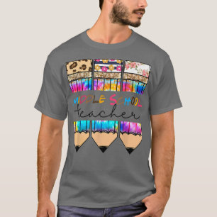 Camiseta Profesor de secundaria Leopard Tie Dye Pencil Back