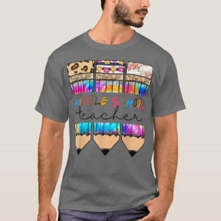 Camiseta Profesor de secundaria Leopard Tie Dye Pencil Back