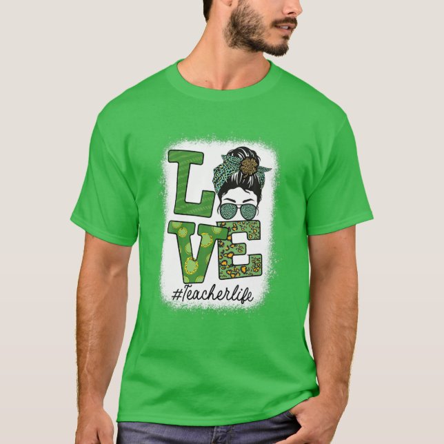 Camiseta Profesor de St Patricks Leopard Shamrock profesor  (Anverso)