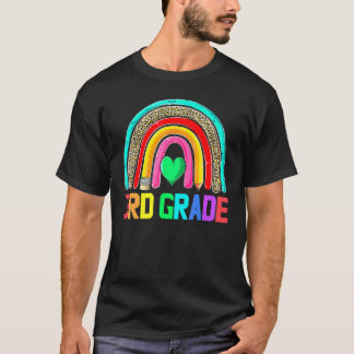 Camiseta Profesor de tercer grado Leopardo Arcoíris 3er gra