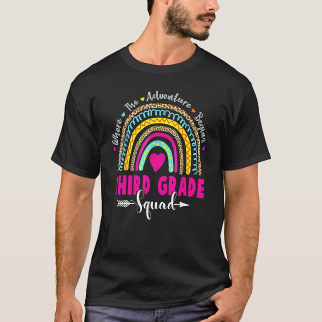 Camiseta Profesor de Tercer Grado Leopardo Arcoíris Primer  (Anverso)