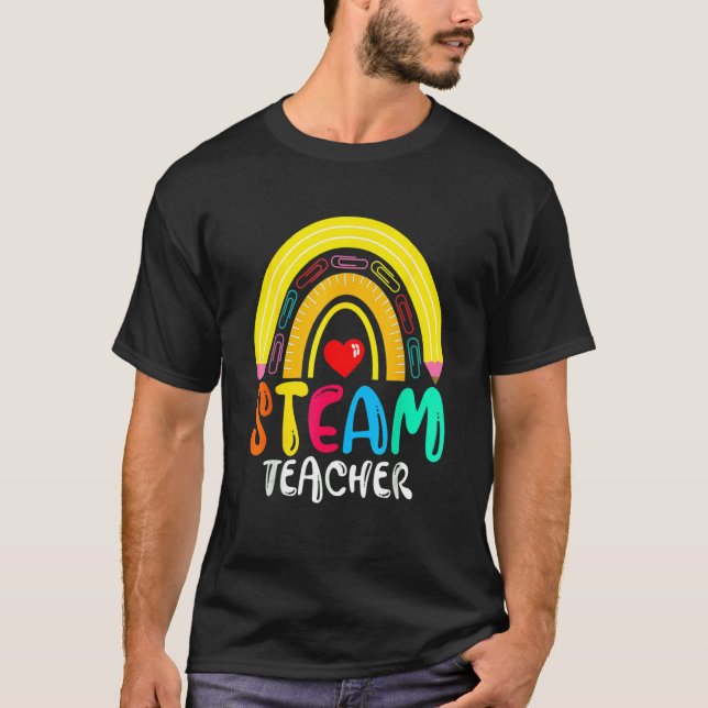 Camiseta Profesor de Vapor Arcoíris Regla de Lápiz para el  (Anverso)