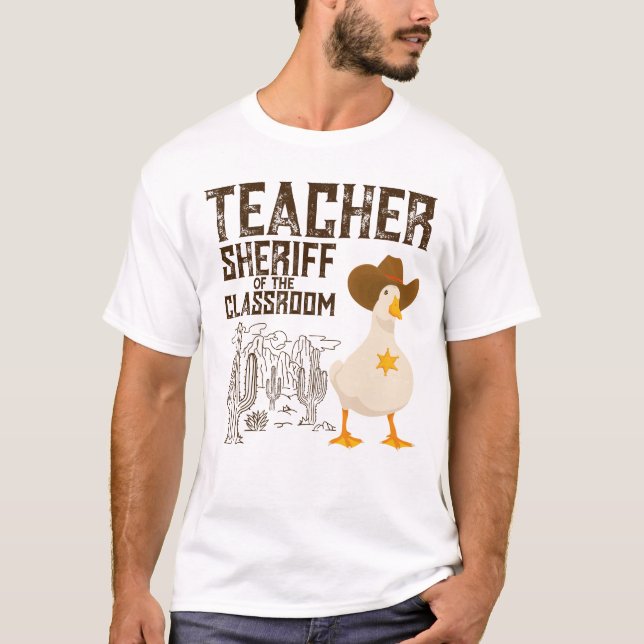 Camiseta Profesor De vuelta a la escuela Cowboy Retro Goose (Anverso)