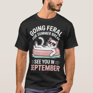 Camiseta Profesor Divertido Estudiante Gato Vacaciones De V
