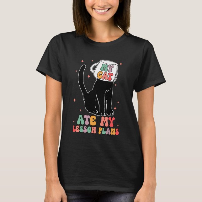 Camiseta Profesor Divertido Gato Se Comió Mis Planes De Lec (Anverso)