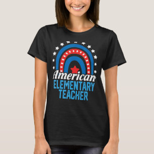 Camiseta Profesor Elemental Norteamericano Rainbow Usa Flag