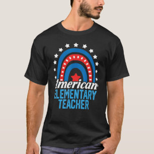 Camiseta Profesor Elemental Norteamericano Rainbow Usa Flag