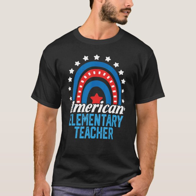 Camiseta Profesor Elemental Norteamericano Rainbow Usa Flag (Anverso)
