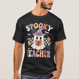 Camiseta Profesor Espeluznante Groovy Fantasma Retro Floral