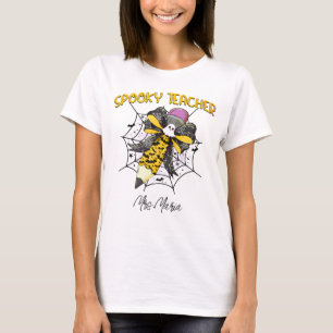 Camiseta Profesor Espeluznante Personalizado Lápiz de Hallo