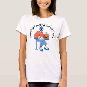 Camiseta Profesor Esqueleto Divertido Calificando Papeles H
