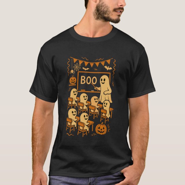 Camiseta Profesor fantasma de Halloween enseñando Boo a un  (Anverso)