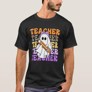 Camiseta Profesor Fantasma Divertido Lazo Lápiz De Vuelta A