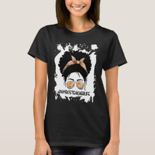 Camiseta Profesor Físico Afro Messy Bun Primer Día De La Es