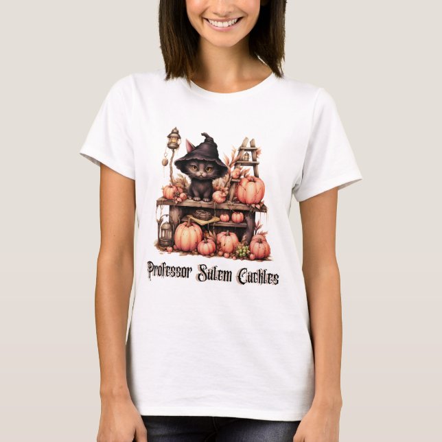 Camiseta Profesor gato negro Salem Cackles Halloween (Anverso)
