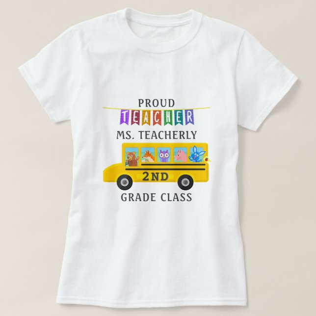 Camiseta Profesor Gracias Nombre Personalizado| Autobús de  (Diseño del anverso)