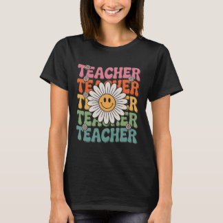 Camiseta Profesor Groovy Cute Daisy Flor Retro Vuelta al Co