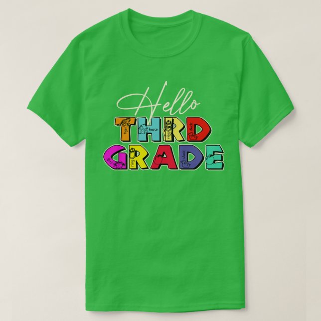 Camiseta Profesor Hola tercer grado (Diseño del anverso)