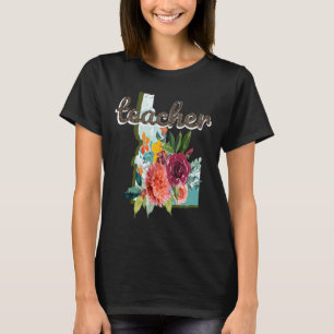 Camiseta Profesor Idaho educador de la flor de color acuáti