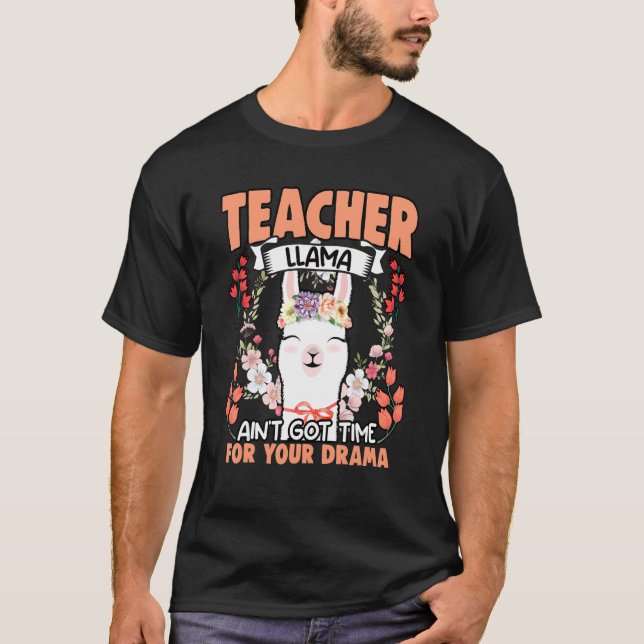 Camiseta Profesor Llama Drama Floral Humor Animal Para Flor (Anverso)