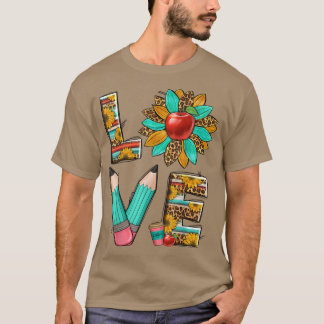 Camiseta Profesor Occidental Leopard Sunflower Love Teacher