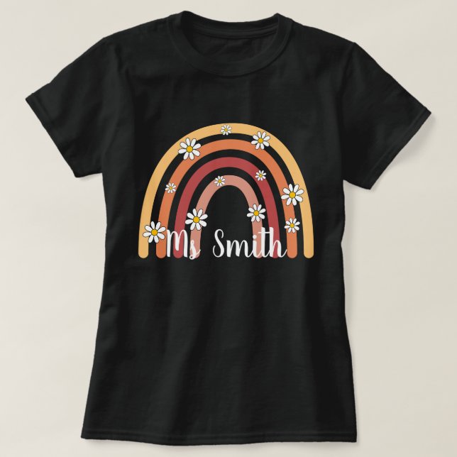 Camiseta Profesor Personalizado Boho Arcoíris, Profesor Per (Diseño del anverso)