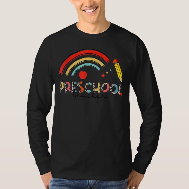 Camiseta Profesor preescolar Leopard Rainbow Pre K (Anverso)