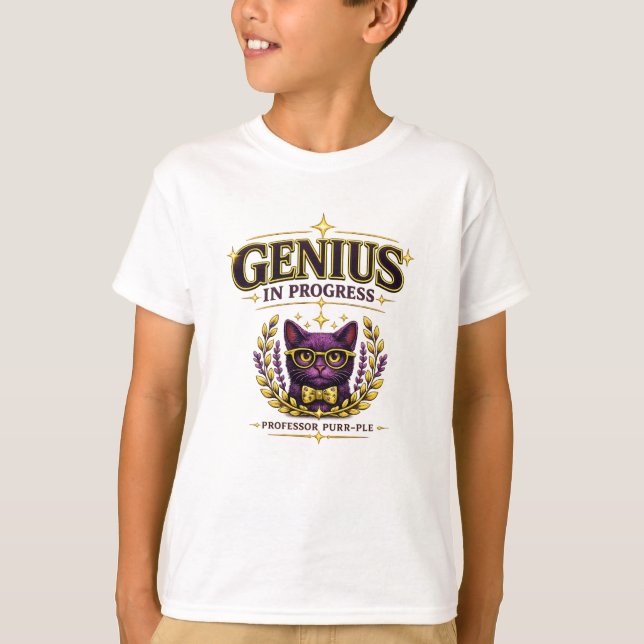 Camiseta Profesor Purr-Ple™: Genio en Progreso (Anverso)