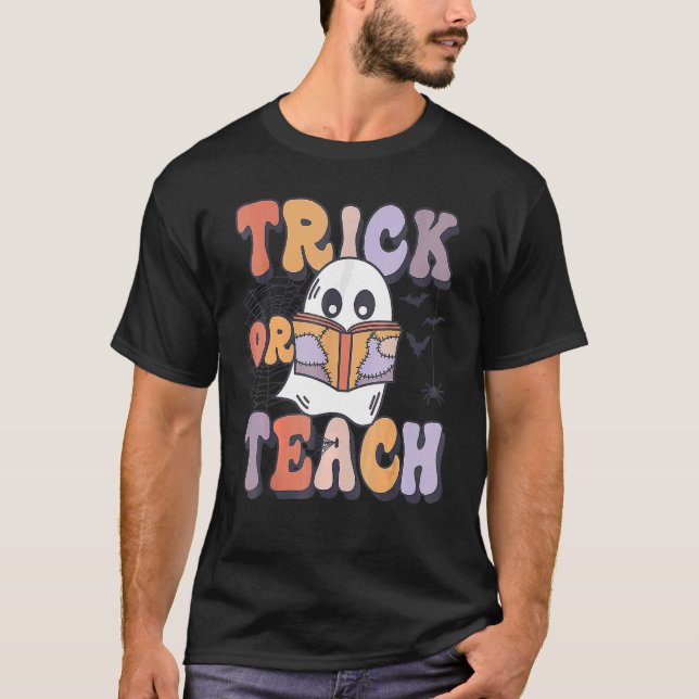 Camiseta Profesor Retro De Fantasma Floral Trick O Teach Gr (Anverso)