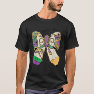 Camiseta Profesor retro Krewe Mardi Gras Coquette Bow Lápiz
