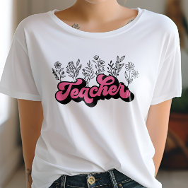 Camiseta Profesor Retro Rosa Wildflower