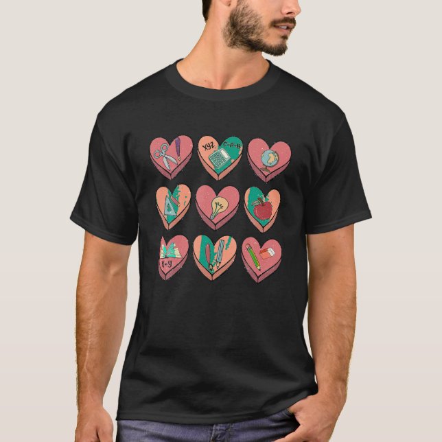 Camiseta Profesor retro Valentine Candy Heart School (Anverso)
