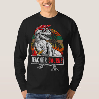 Camiseta Profesor Saurus Funy 100 Días De Dinosaurio Escola