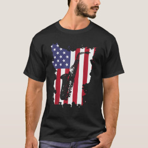 Camiseta Profesor Saxofón Bandera De Estados Unidos 4 De Ju