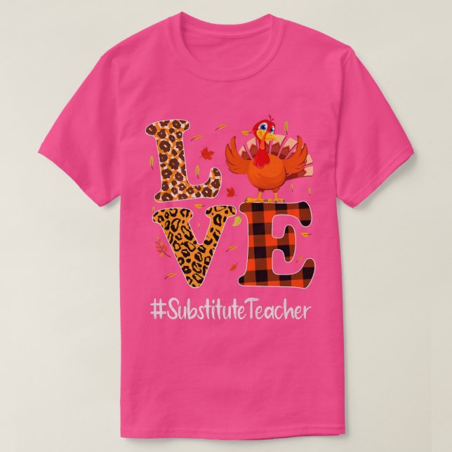 Camiseta Profesor sustituto Amor Acción de Gracias Leopard  (Diseño del anverso)