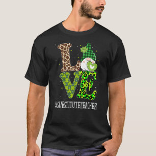Camiseta Profesor sustituto Amor St Patricks Day Gnome Leop