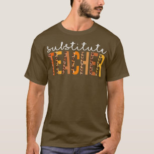 Camiseta Profesor sustituto Leopard Cute Cae otoño gracias