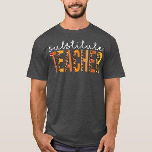 Camiseta Profesor sustituto Leopard Cute Cae otoño gracias