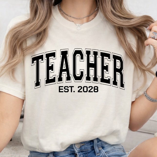 Camiseta Profesor | Variables personalizadas de Profesor de (Personalized Elegant Varsity Teacher Appreciation | Teacher Graduation T-Shirt)