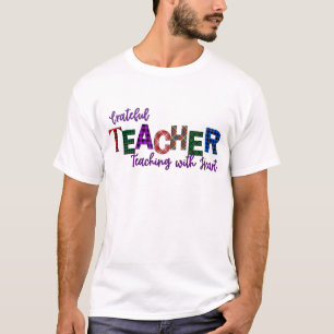 Camiseta Profesora agradecida, enseñando con corazón de acc