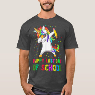 Camiseta Profesora Cute Unicorn Feliz El Último Día De La E