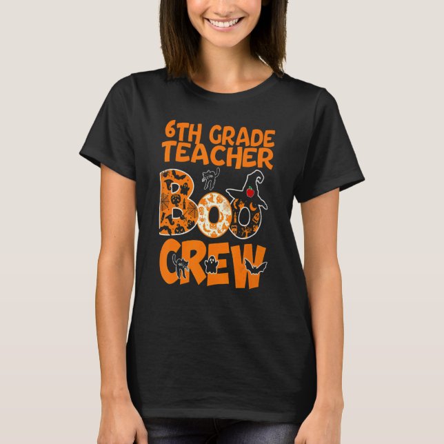 Camiseta Profesora de 6º Grado Disfraz Halloween con C (Anverso)