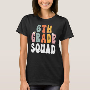 Camiseta Profesora de 6º Grado Retro Groovy Feliz Primer Dí